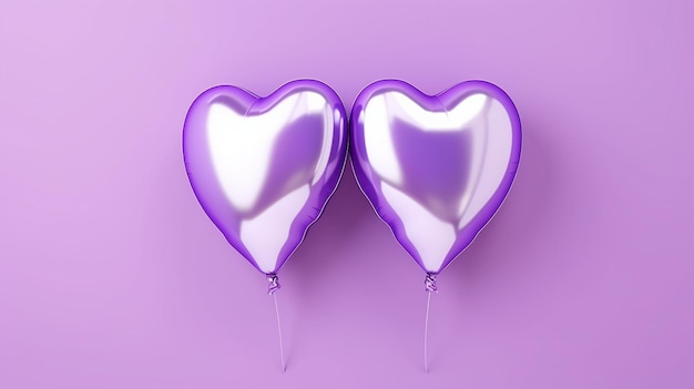 HeartShaped Foil Air Balloons on Pastel Grey