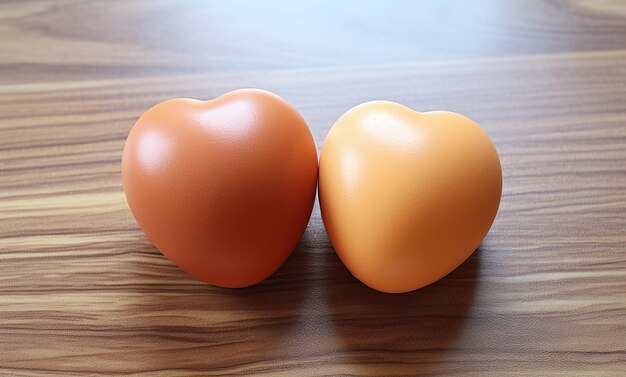 Photo heartshaped fried eggs