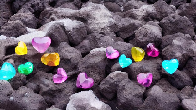 Photo heartshaped gemstones