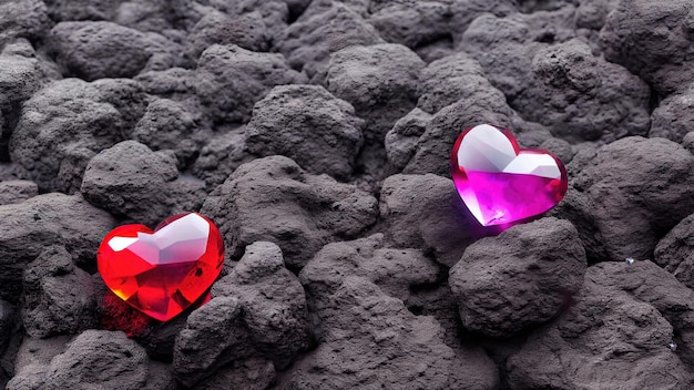 Photo heartshaped gemstones