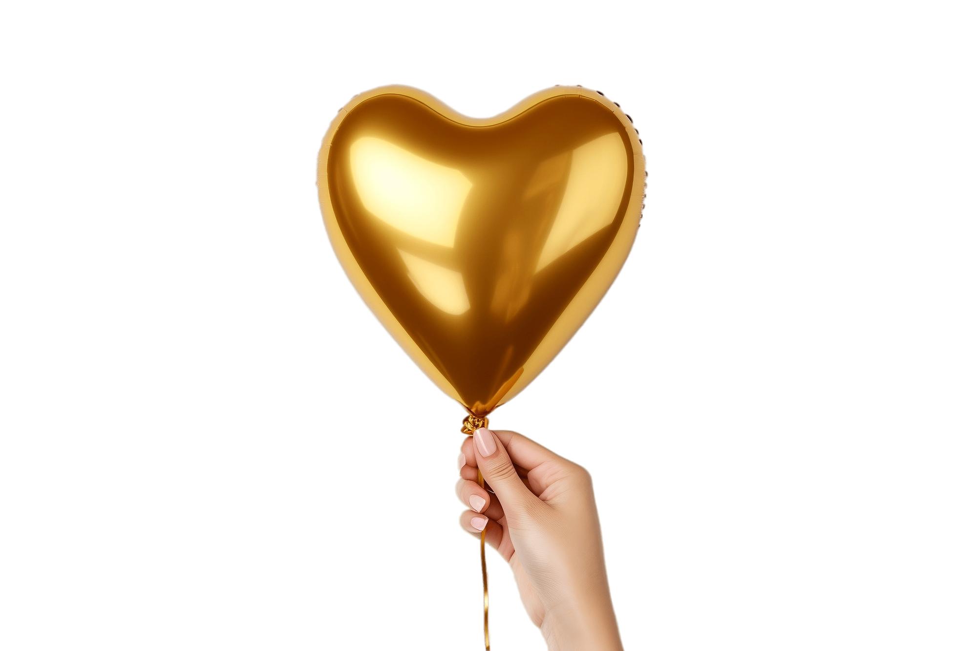 Heartshaped golden air balloon