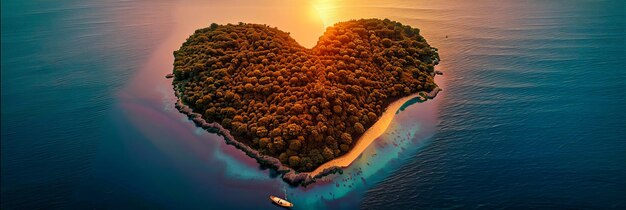 Photo heartshaped island coastline romantic beach escape aerial view tropical paradise