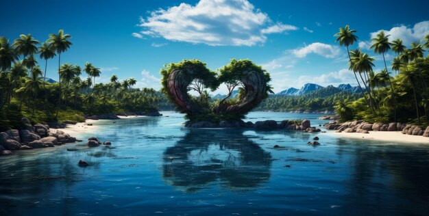 Photo heartshaped island in the ocean