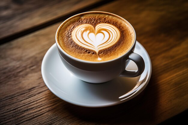 Heartshaped latte art coffee