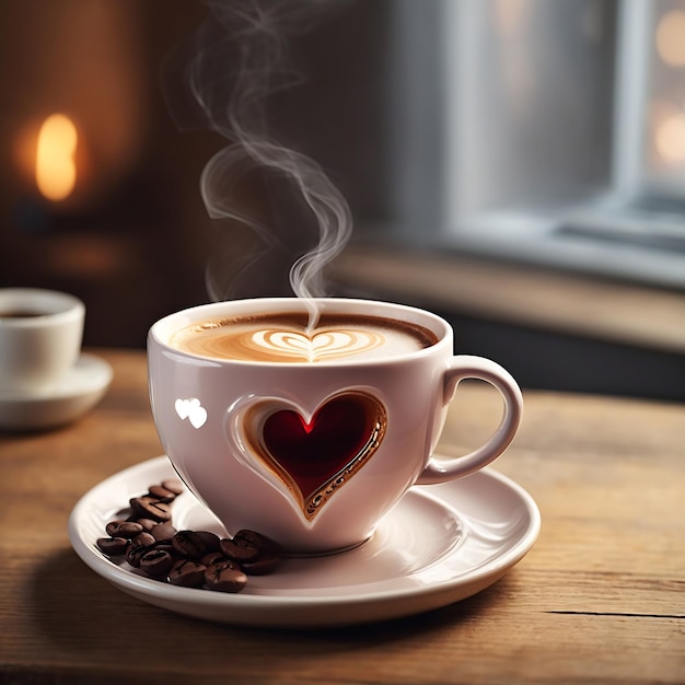 A heartshaped mug filled with a warm comforting cup of coffee a symbol of love Ai Generated