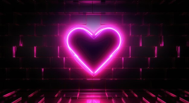 Photo a heartshaped neon sign illuminating a dark room