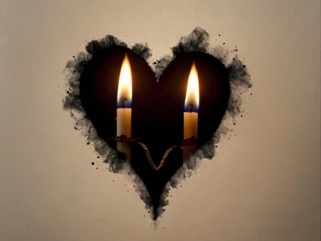 Photo a heartshaped outline traced by the smoke from two extinguished candles1