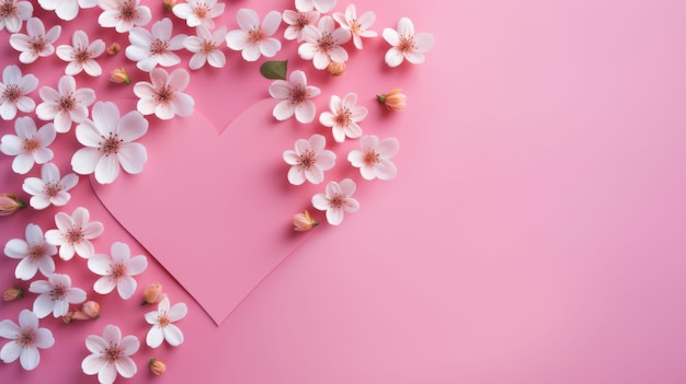 HeartShaped Paper Surrounded by Flowers