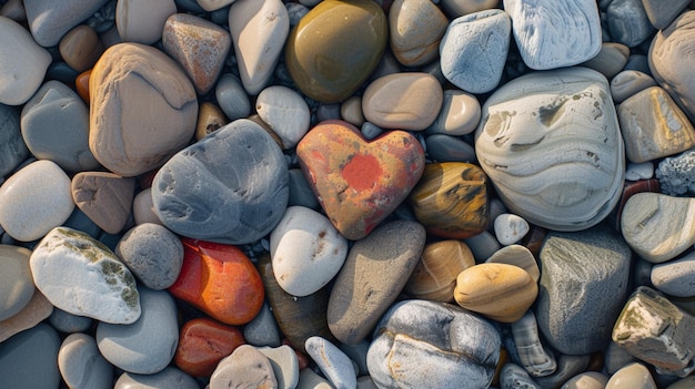 HeartShaped Pebble Arrangement on Beach Coast