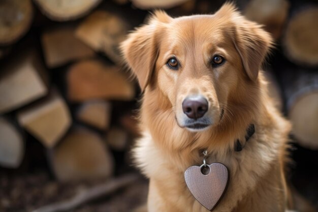 A heartshaped pet tag engraved with adopt dont shop