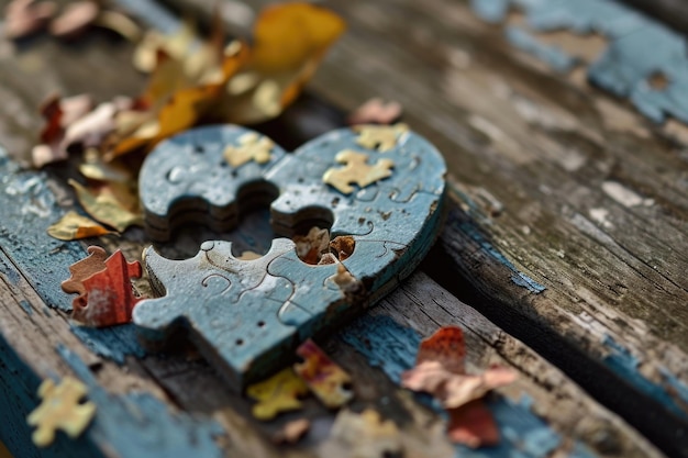 Photo a heartshaped puzzle missing a piece symbolizing the incompleteness caused by the absence of gratitude in relationships