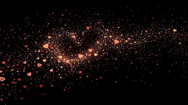 Сердечные искры создают завораживающий рисунок на темном фоне во время празднования любви и привязанности Генеративный ИИ