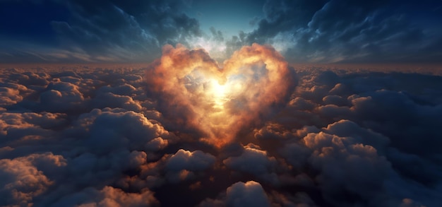 HeartShaped Sunset Magic Embracing Beauty in the Sky Enchanting Clouds and Radiant Light