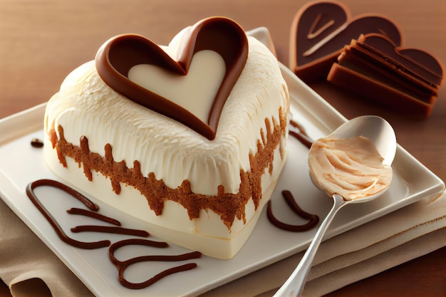 Heartshaped tiramisu cake with tender cuddly cream