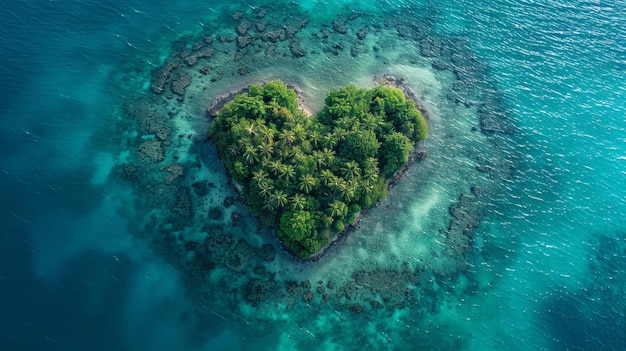 심장 모양의 열대 섬 파라다이스
