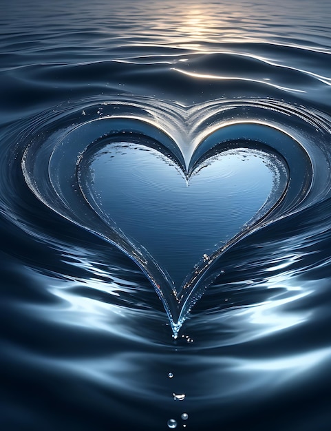 Водяные волны в форме сердца в 8К