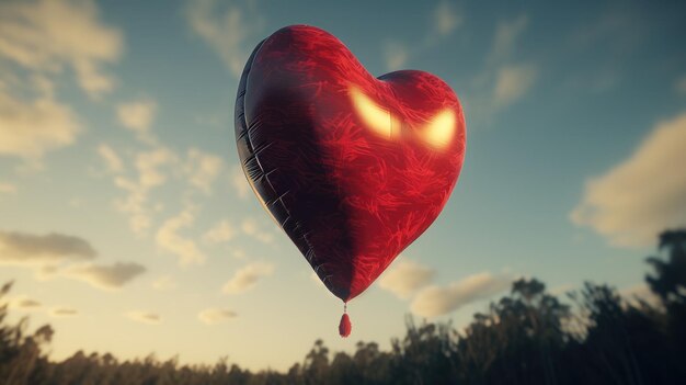 A heartshapes balloon rising towards the sky representing the limitless potential of love