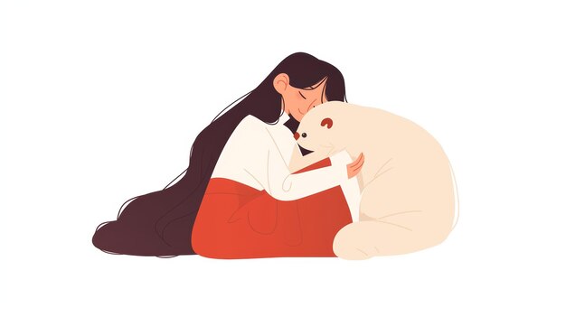 Heartwarming Embrace An Asian Womans Affectionate Cuddle with Her Ferret Companion Generative AI