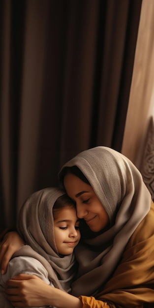 母 と 娘 の 温かい 抱きしめ