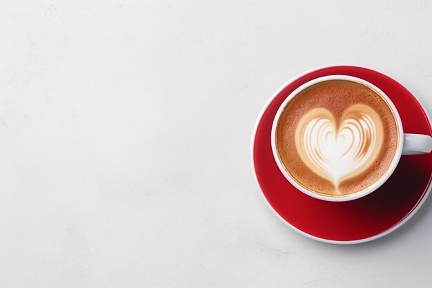 Heartwarming Latte Beautiful TopView of HeartShaped Latte Art in Maroon Generative AI