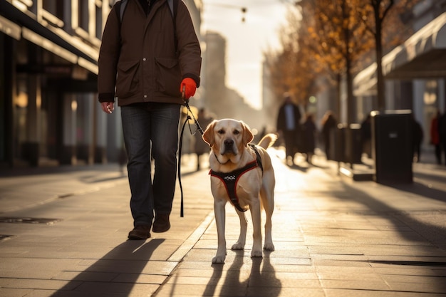 Heartwarming moment between a guide dog and a blind person