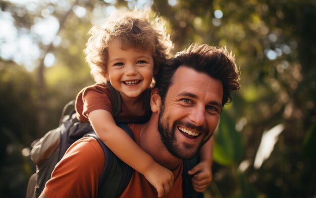 笑いを分かち合う父と子の心温まるひととき