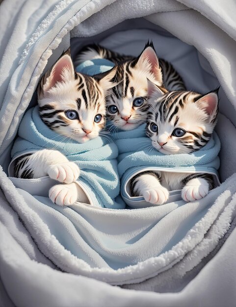 Heartwarming Moments Kittens in a Cozy Blanket