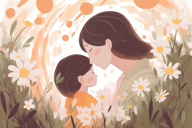 Photo heartwarming mother39s day illustration design created with generative ai