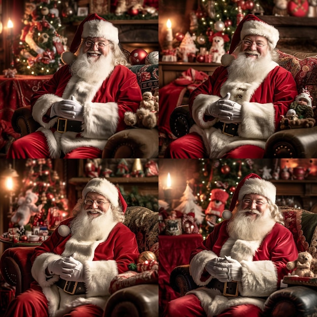 A heartwarming photograph capturing the enchanting spirit of christmas with santa claus