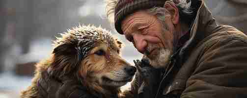 Photo heartwarming reunion between a pet background