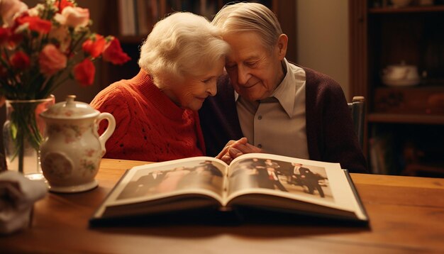 Photo heartwarming scene of an elderly couple hands clasped valentines day generated by artificial ai