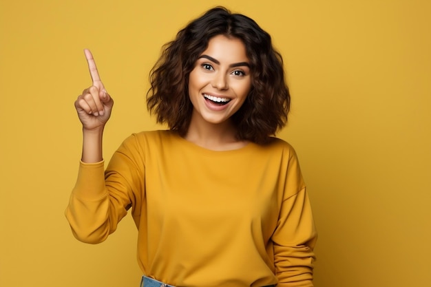 Heartwarming Snapshot Woman Sporting a Yellow T Shirt Generative AI