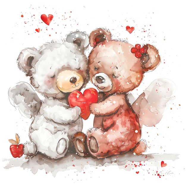 Heartwarming Teddy Bears with Cupid love and hearts