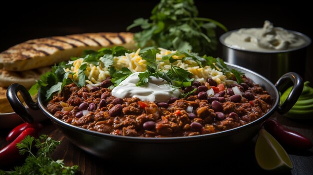 Photo hearty bowl of chili