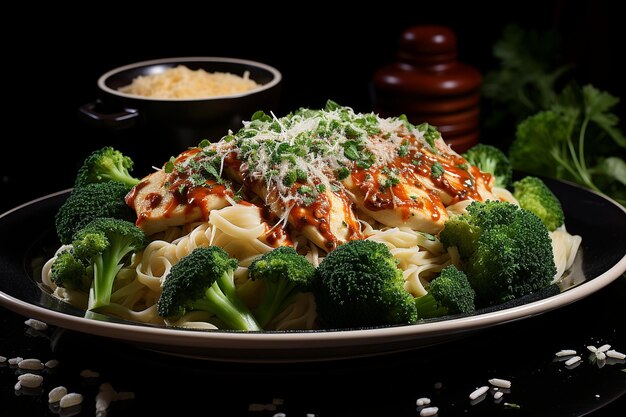 Foto broccoli cordiale pollo fettuccine alfredo