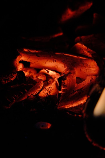 A Hearty Meal. The Coals in a Traditional Cooking Stove