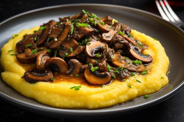hearty polenta with wild mushroom sauce delicious food image photography