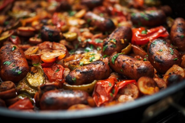 Photo hearty sausage bake closeup generate ai