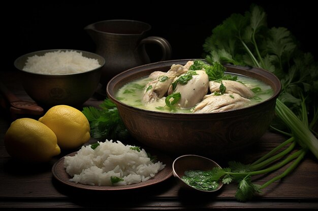 Photo hearty turkey rice soup