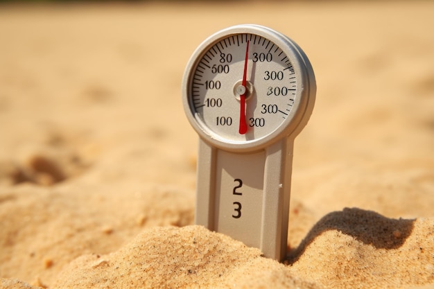 Foto heat capturing closeup shot van beach thermometer die de temperatuur blootstelt op 01268 03