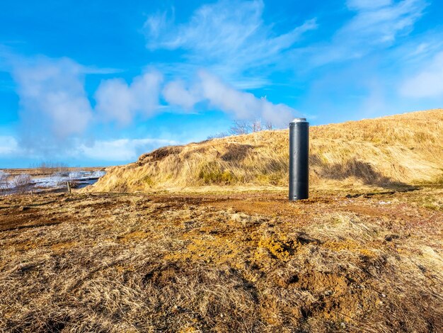 Heat from underground stream over land in Deildartunguhver located in Iceland