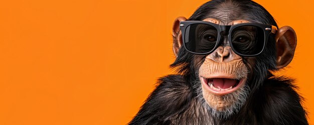 Heat Monkey in Sunglasses on Vibrant Orange Background