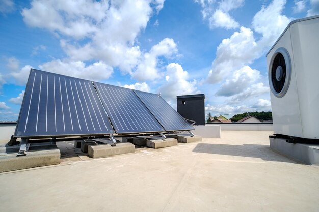 Heat pump and solar collector on the roof