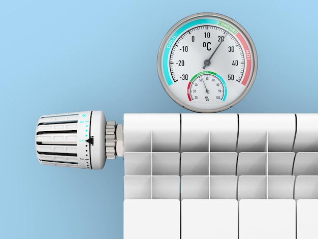 Heater thermostat and thermometer on white background Isolated 3D illustration