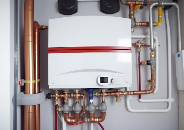 Heating installation and central boiler heating system on the wall