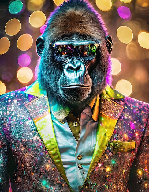 Heatshot of a black gorilla with a nice retro suit