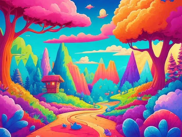 Photo heaven forest cartoon illustration