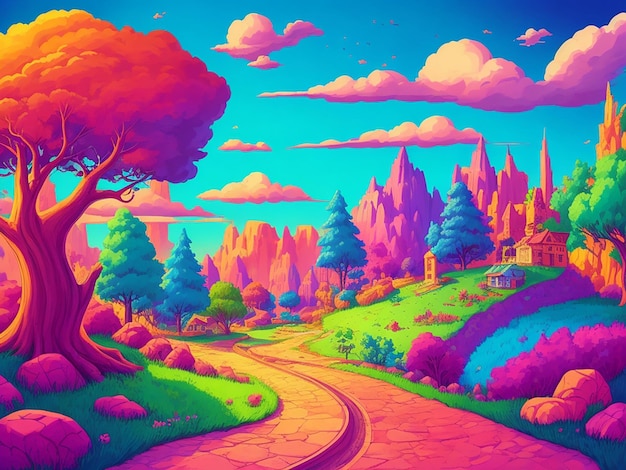 Premium AI Image | Heaven Forest cartoon Illustration