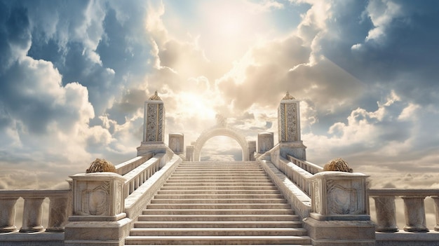 Heaven's gates are reached via stairs Generative AI