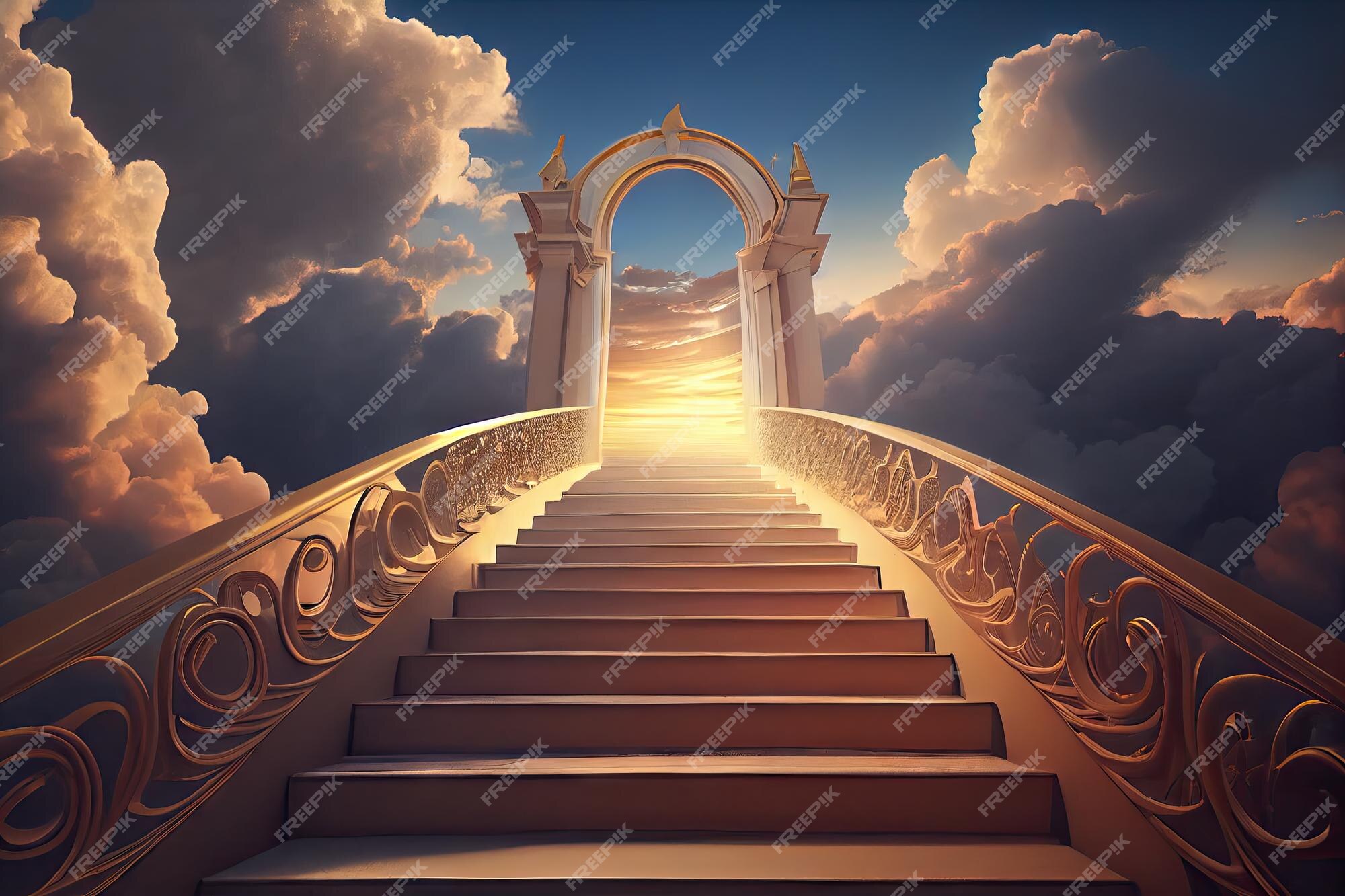 Illustration Of Stairs On The Way To Heaven Background, Way